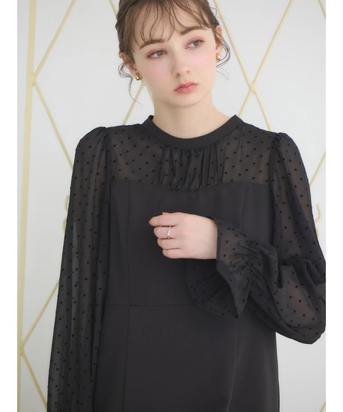 earth music&ecology（アースミュージックアンドエコロジー）の「シアードットドッキングワンピース（ドレス・レディース・ブラック/ベージュ・S/M）」の22枚目の写真