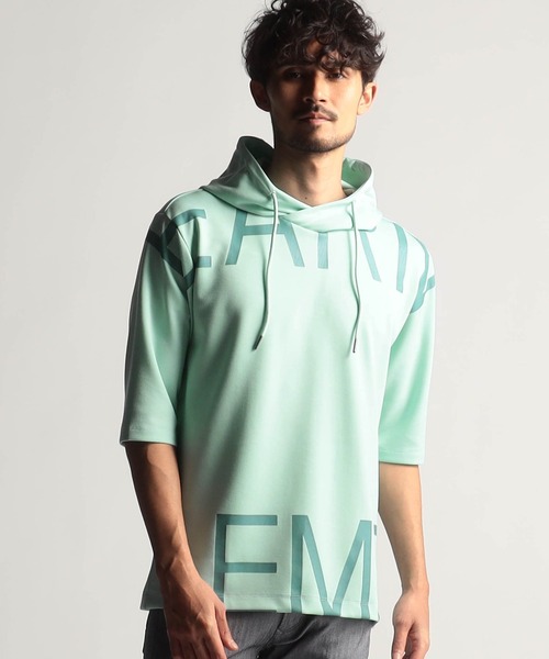 NICOLE CLUB FOR MEN（ニコルクラブフォーメン）の「ビッグロゴプリント５分袖パーカー（ベスト・メンズ・その他/ブラック/ミント/オレンジ系/アッシュグレー/オフホワイト・MEDIUM/X-LARGE/LARGE）」の5枚目の写真