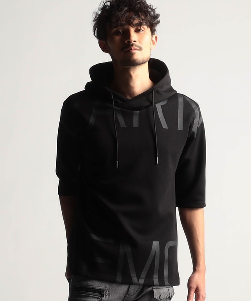 NICOLE CLUB FOR MEN（ニコルクラブフォーメン）の「ビッグロゴプリント５分袖パーカー（ベスト・メンズ・その他/ブラック/ミント/オレンジ系/アッシュグレー/オフホワイト・MEDIUM/X-LARGE/LARGE）」の3枚目の写真