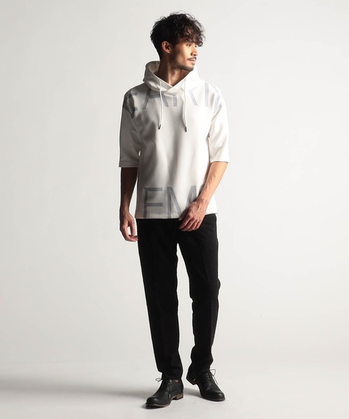 NICOLE CLUB FOR MEN（ニコルクラブフォーメン）の「ビッグロゴプリント５分袖パーカー（ベスト・メンズ・その他/ブラック/ミント/オレンジ系/アッシュグレー/オフホワイト・MEDIUM/X-LARGE/LARGE）」の7枚目の写真