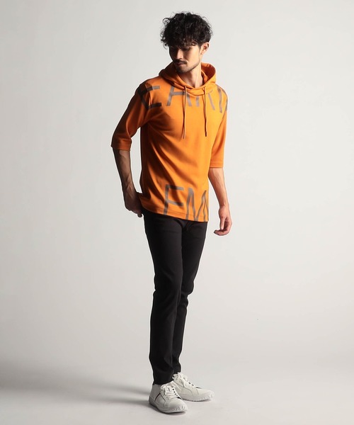 NICOLE CLUB FOR MEN（ニコルクラブフォーメン）の「ビッグロゴプリント５分袖パーカー（ベスト・メンズ・その他/ブラック/ミント/オレンジ系/アッシュグレー/オフホワイト・MEDIUM/X-LARGE/LARGE）」の8枚目の写真