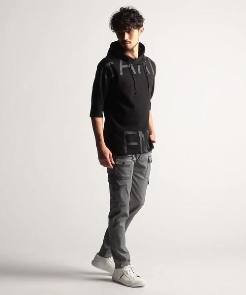 NICOLE CLUB FOR MEN（ニコルクラブフォーメン）の「ビッグロゴプリント５分袖パーカー（ベスト・メンズ・その他/ブラック/ミント/オレンジ系/アッシュグレー/オフホワイト・MEDIUM/X-LARGE/LARGE）」の11枚目の写真