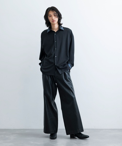 JUNRED(ジュンレッド)の「ヴィンテージウォッシュレザーワイドフレアパンツ(その他パンツ・メンズ・ブラック・L/M/S)」の11枚目の写真