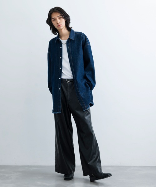 JUNRED(ジュンレッド)の「ヴィンテージウォッシュレザーワイドフレアパンツ(その他パンツ・メンズ・ブラック・L/M/S)」の16枚目の写真