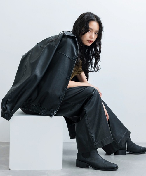 JUNRED(ジュンレッド)の「ヴィンテージウォッシュレザーワイドフレアパンツ(その他パンツ・メンズ・ブラック・L/M/S)」の18枚目の写真