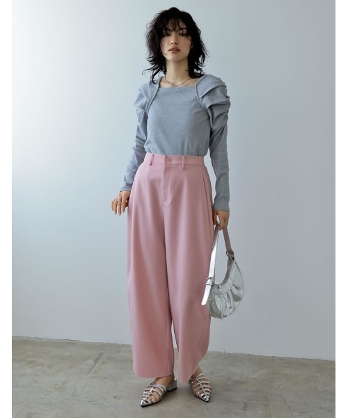 Re:EDIT（リエディ）の「[2024SS COLLECTION]ボリュームスリーブスクエアネックリブカットソートップス（Tシャツ/カットソー・レディース・ホワイト/ブラック/グレー・MEDIUM/LARGE）」の16枚目の写真