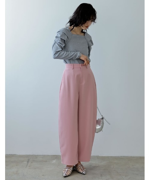 Re:EDIT（リエディ）の「[2024SS COLLECTION]ボリュームスリーブスクエアネックリブカットソートップス（Tシャツ/カットソー・レディース・ホワイト/ブラック/グレー・MEDIUM/LARGE）」の15枚目の写真