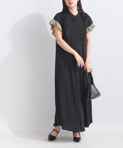 LUGIVA（ルギヴァ）の「フロントプリーツ比翼ワンピース（ワンピース・レディース・ブラック/ブラウン・M）」の19枚目の写真