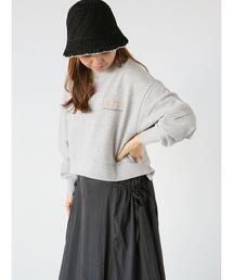 Lugnoncure | 裏毛ワンポイント刺繍クロップドトップス(Tシャツ/カットソー)