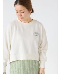 Lugnoncure | 裏毛ワンポイント刺繍クロップドトップス(Tシャツ/カットソー)