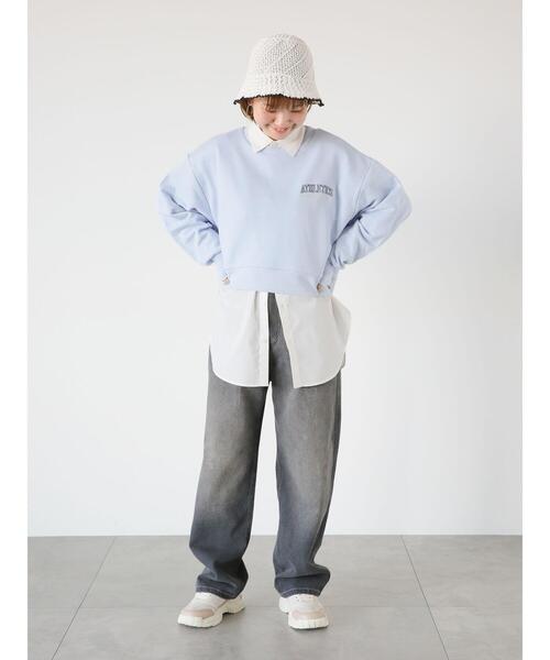 Lugnoncure(ルノンキュール)の「裏毛ワンポイント刺繍クロップドトップス(Tシャツ/カットソー・レディース・オフホワイト/グレー/ブルー・F)」の12枚目の写真