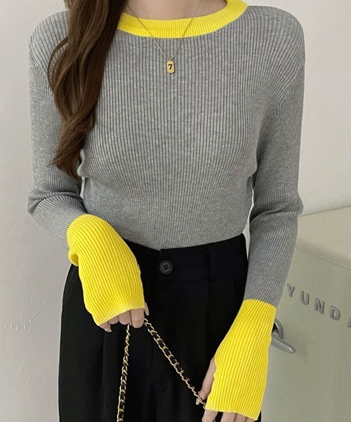 ibeul_(イベール)の「配色リブニット(ニット/セーター・レディース・ホワイト/パープル/グレー/ブラック・FREE)」の4枚目の写真