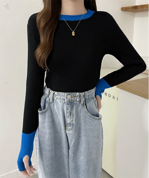 ibeul_(イベール)の「配色リブニット(ニット/セーター・レディース・ホワイト/パープル/グレー/ブラック・FREE)」の10枚目の写真