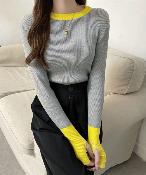 ibeul_(イベール)の「配色リブニット(ニット/セーター・レディース・ホワイト/パープル/グレー/ブラック・FREE)」の11枚目の写真