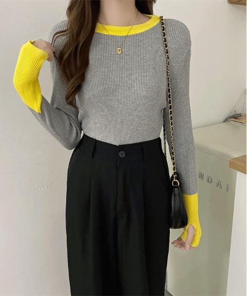 ibeul_(イベール)の「配色リブニット(ニット/セーター・レディース・ホワイト/パープル/グレー/ブラック・FREE)」の12枚目の写真