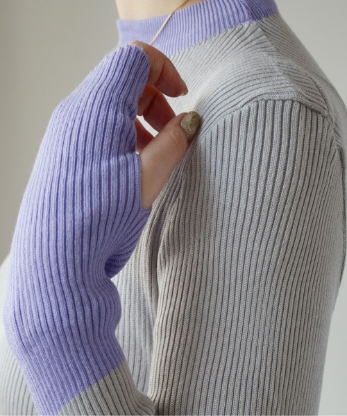 ibeul_(イベール)の「配色リブニット(ニット/セーター・レディース・ホワイト/パープル/グレー/ブラック・FREE)」の15枚目の写真