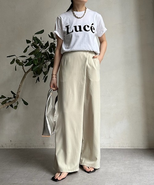 DouDou(ドゥドゥ)の「LuceフロッキーロゴTEE(Tシャツ/カットソー・レディース・ネイビー/チャコールグレー/ホワイト/ホワイト系その他・FREE)」の5枚目の写真