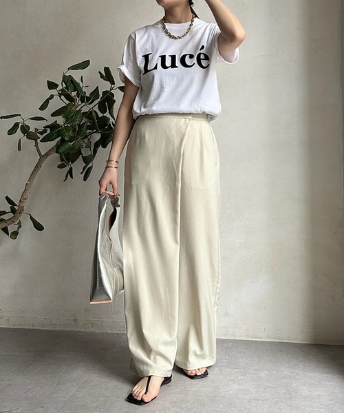 DouDou(ドゥドゥ)の「LuceフロッキーロゴTEE(Tシャツ/カットソー・レディース・ネイビー/チャコールグレー/ホワイト/ホワイト系その他・FREE)」の7枚目の写真