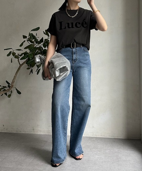 DouDou(ドゥドゥ)の「LuceフロッキーロゴTEE(Tシャツ/カットソー・レディース・ネイビー/チャコールグレー/ホワイト/ホワイト系その他・FREE)」の18枚目の写真