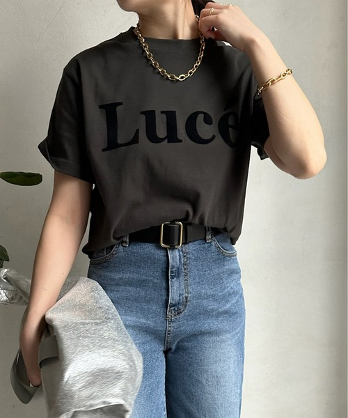 DouDou(ドゥドゥ)の「LuceフロッキーロゴTEE(Tシャツ/カットソー・レディース・ネイビー/チャコールグレー/ホワイト/ホワイト系その他・FREE)」の21枚目の写真