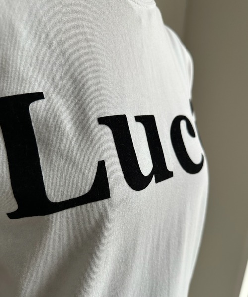 DouDou(ドゥドゥ)の「LuceフロッキーロゴTEE(Tシャツ/カットソー・レディース・ネイビー/チャコールグレー/ホワイト/ホワイト系その他・FREE)」の11枚目の写真