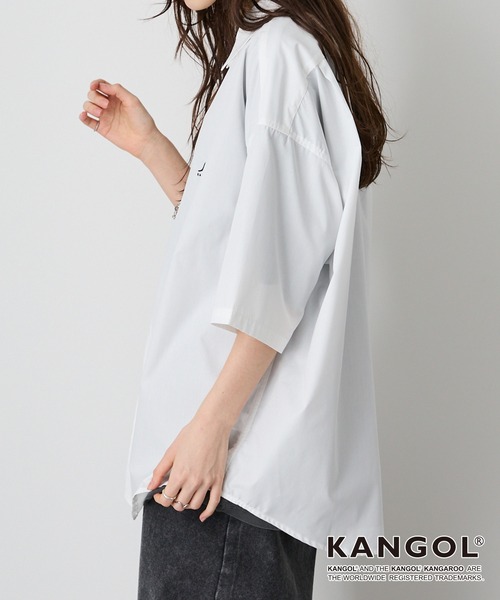KANGOL(カンゴール)の「KANGOL / カンゴール 別注 ワンポイント ロゴ刺繍 オーバーサイズ アソート レギュラーカラー半袖シャツ(シャツ/ブラウス・メンズ・ブラック系/ネイビー/ブラック系1/ネイビー系/オフホワイト/サックスブルー/ブルー系・L/M)」の15枚目の写真