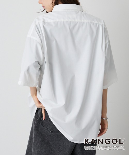 KANGOL(カンゴール)の「KANGOL / カンゴール 別注 ワンポイント ロゴ刺繍 オーバーサイズ アソート レギュラーカラー半袖シャツ(シャツ/ブラウス・メンズ・ブラック系/ネイビー/ブラック系1/ネイビー系/オフホワイト/サックスブルー/ブルー系・L/M)」の8枚目の写真