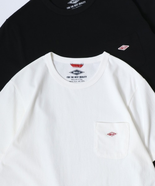 BALL(ボール)の「BALL/ボール POCKET SS TEE/ヘビーウェイト天竺 ミニロゴワッペン ワンポイント刺繍 ポケット 半袖Tシャツ/レディース メンズ(Tシャツ/カットソー・メンズ・モカ/ネイビー/チャコール/グリーン/レンガ/サックスブルー/ブラック/オフホワイト/グレー・M/L/LL)」の2枚目の写真