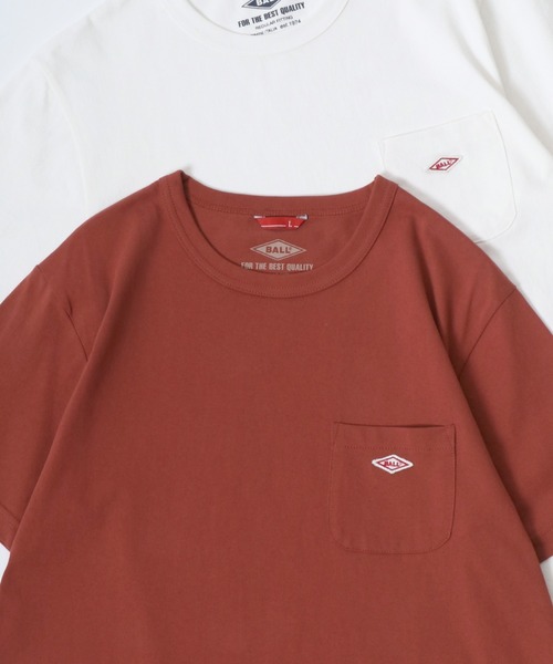 BALL(ボール)の「BALL/ボール POCKET SS TEE/ヘビーウェイト天竺 ミニロゴワッペン ワンポイント刺繍 ポケット 半袖Tシャツ/レディース メンズ(Tシャツ/カットソー・メンズ・モカ/ネイビー/チャコール/グリーン/レンガ/サックスブルー/ブラック/オフホワイト/グレー・M/L/LL)」の9枚目の写真