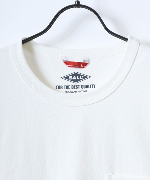 BALL(ボール)の「BALL/ボール POCKET SS TEE/ヘビーウェイト天竺 ミニロゴワッペン ワンポイント刺繍 ポケット 半袖Tシャツ/レディース メンズ(Tシャツ/カットソー・メンズ・モカ/ネイビー/チャコール/グリーン/レンガ/サックスブルー/ブラック/オフホワイト/グレー・M/L/LL)」の17枚目の写真