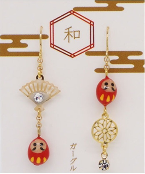 gargle（ガーグル）の「gargle ガーグル:JAPANシリーズ　だるまと扇子　ピアス（ピアス（両耳用）・レディース・レッド/ホワイト・FREE）」の6枚目の写真