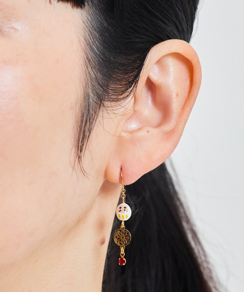 gargle（ガーグル）の「gargle ガーグル:JAPANシリーズ　だるまと扇子　ピアス（ピアス（両耳用）・レディース・レッド/ホワイト・FREE）」の5枚目の写真