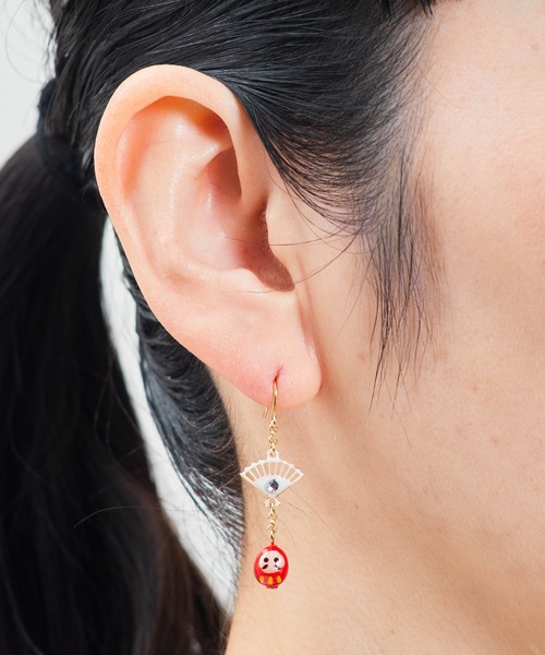 gargle（ガーグル）の「gargle ガーグル:JAPANシリーズ　だるまと扇子　ピアス（ピアス（両耳用）・レディース・レッド/ホワイト・FREE）」の7枚目の写真