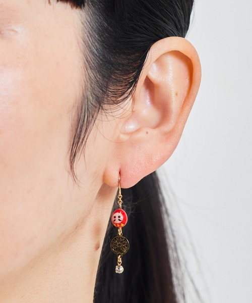 gargle（ガーグル）の「gargle ガーグル:JAPANシリーズ　だるまと扇子　ピアス（ピアス（両耳用）・レディース・レッド/ホワイト・FREE）」の8枚目の写真