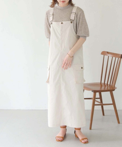 HER CLOSET（ハークローゼット）の「【shemoshelly】ミリタリージャンパースカート（ジャンパースカート・レディース・アイボリー/ブラック/ベージュ・M）」の5枚目の写真