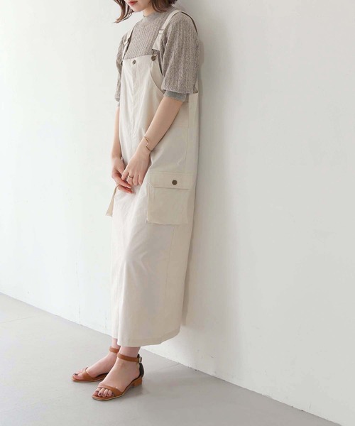 HER CLOSET（ハークローゼット）の「【shemoshelly】ミリタリージャンパースカート（ジャンパースカート・レディース・アイボリー/ブラック/ベージュ・M）」の6枚目の写真