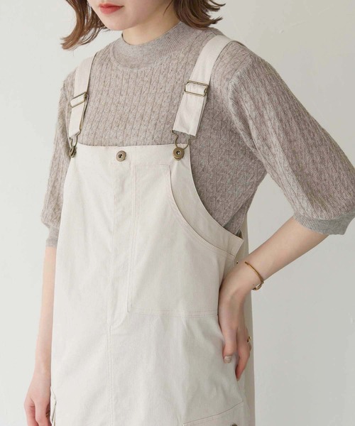 HER CLOSET（ハークローゼット）の「【shemoshelly】ミリタリージャンパースカート（ジャンパースカート・レディース・アイボリー/ブラック/ベージュ・M）」の8枚目の写真