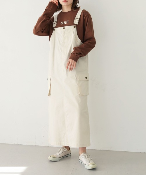 HER CLOSET（ハークローゼット）の「【shemoshelly】ミリタリージャンパースカート（ジャンパースカート・レディース・アイボリー/ブラック/ベージュ・M）」の10枚目の写真