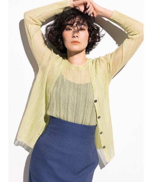 OPAQUE.CLIP（オペークドットクリップ）の「◆【大草直子さんコラボ】シアーニットカーディガン（カーディガン/ボレロ・レディース・ブラック/ベージュ/イエロー・36/40/38）」の4枚目の写真