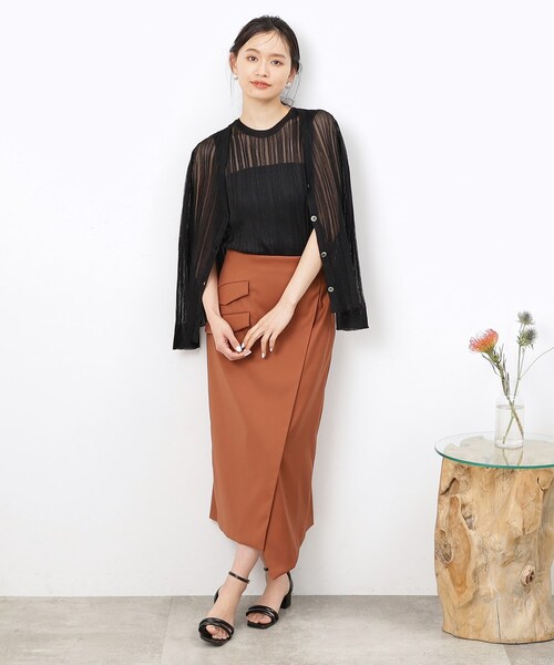 OPAQUE.CLIP（オペークドットクリップ）の「◆【大草直子さんコラボ】シアーニットカーディガン（カーディガン/ボレロ・レディース・ブラック/ベージュ/イエロー・36/40/38）」の9枚目の写真