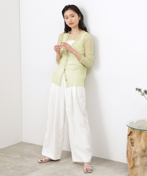 OPAQUE.CLIP（オペークドットクリップ）の「◆【大草直子さんコラボ】シアーニットカーディガン（カーディガン/ボレロ・レディース・ブラック/ベージュ/イエロー・36/40/38）」の13枚目の写真