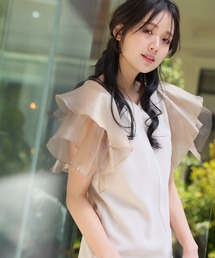 PourVous（プールヴー）の「結婚式 パーティードレス オーガンジーミモレ丈&ノースリーブセレモニーフォーマル同窓会オケージョンドレスワンピースお呼ばれ 二次会 成人式（ドレス）」