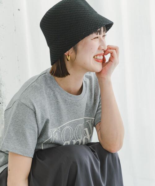 ITEMS URBANRESEARCH（アイテムズ アーバンリサーチ）の「ガラアミバケットハット（ハット・レディース・アイボリー/ブラック/キャメル・-）」の2枚目の写真