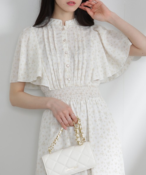 pumpkin port(パンプキンポート)の「フレア半袖 ゴールドボタン ピンタック ロングワンピース(ワンピース・レディース・ブルー/ブラック/アイボリー/ミント/ベージュ/ライトグレー/サックスブルー/ネイビー/ラベンダー/ブラック×イエロー/イエロー/ブルーグレー/ブラック×ホワイト/ライトイエロー・M/L)」の14枚目の写真