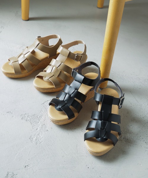 Fashion Letter(ファッションレター)の「日本製バックゴムベルトウェッジサンダル レディース 痛くないサンダル(サンダル・レディース・ブラウン系その他/ブラック・S/M/L/LL)」の16枚目の写真