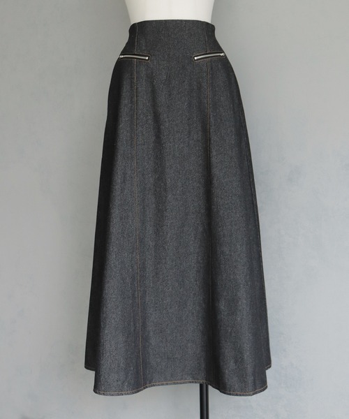 &g'aime（アンジェム）の「【&g’aime】ジップデザインフレアデニムスカート（デニムスカート・レディース・ブラック・FREE）」の20枚目の写真