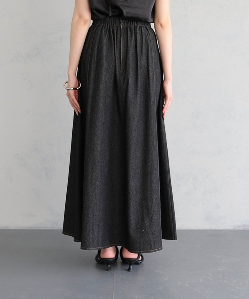 &g'aime（アンジェム）の「【&g’aime】ジップデザインフレアデニムスカート（デニムスカート・レディース・ブラック・FREE）」の5枚目の写真