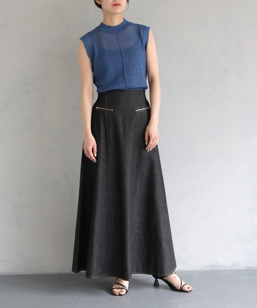 &g'aime（アンジェム）の「【&g’aime】ジップデザインフレアデニムスカート（デニムスカート・レディース・ブラック・FREE）」の17枚目の写真