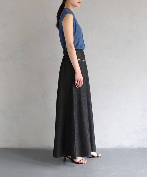 &g'aime（アンジェム）の「【&g’aime】ジップデザインフレアデニムスカート（デニムスカート・レディース・ブラック・FREE）」の18枚目の写真