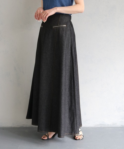 &g'aime（アンジェム）の「【&g’aime】ジップデザインフレアデニムスカート（デニムスカート・レディース・ブラック・FREE）」の11枚目の写真